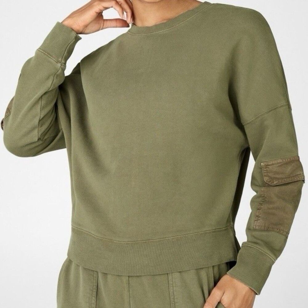 Fabletics Womens Pearl Sweatshirt Avocado Green Size Medium NWT New